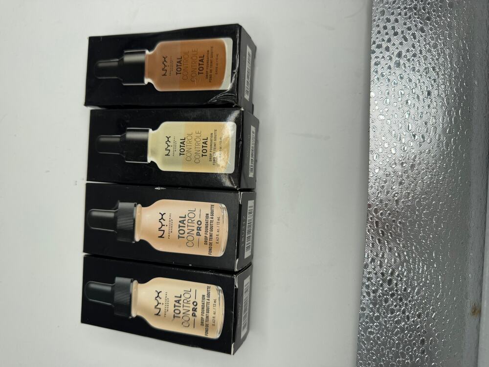 NYX Total Control Drop Foundation Lot 4 Light Pale Porcelain Shades 0.43oz NEW